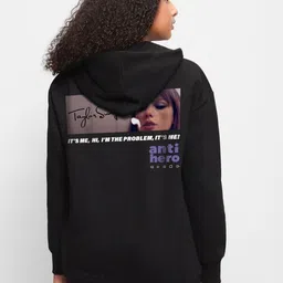 Bewakoof Anti Hero Graphic Printed Oversized Hooded Cotton Pullover Sweatshirt-picture-31