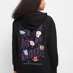Bewakoof BTS My Universe Printed Hooded Cotton Pullover-picture-38