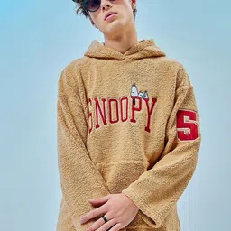 Bewakoof Snoopy Typography Printed Hooded Oversized Sweatshirt image 1