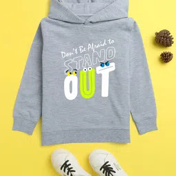 NUSYL Unisex Kids Grey Printed Hooded Sweatshirt-image-15