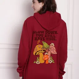 Imsa Moda Women Maroon Printed Hooded Sweatshirt-picture-23