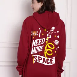 Imsa Moda Typography Printed Hooded Fleece Longline Pullover Sweatshirt-picture-32