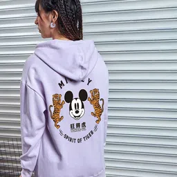 Bewakoof Heavy Duty Mickey Mouse Printed Hooded Pullover Sweatshirt-picture-27