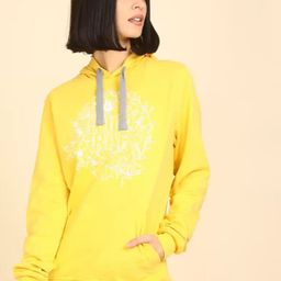 Wildcraft Women Yellow Printed Cotton Hooded Sweatshirt-picture-11