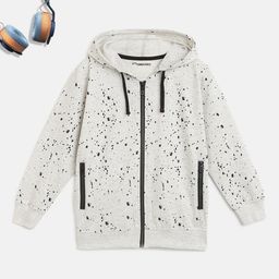 Lil Tomatoes Boys Grey & Black Printed Hooded Front-Open Sweatshirt-picture-50