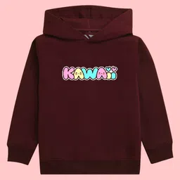 NUSYL Girls Typography Printed Hooded Fleece Sweatshirt-picture-20