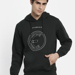 Octave Men Olive Green Printed Hooded Sweatshirt-picture-4