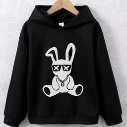 StyleCast Boys Black Graphic Printed Long Sleeves Hooded Sweatshirt-picture-51