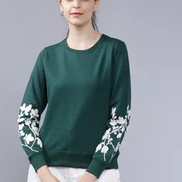 Tokyo Talkies Women Teal Green Solid Sweatshirt-picture-17