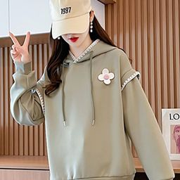 JC Mode Hooded Cotton Longline Sweatshirt-picture-3