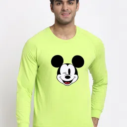 Friskers Men Lime Green Micky Mouse Print Sweatshirt-image-25