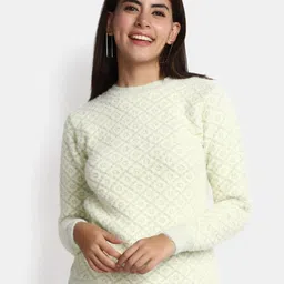 V-Mart Floral Self Design Round Neck Pullover-picture-31