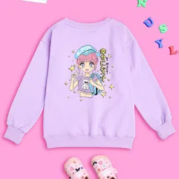 NUSYL Girls Graphic Printed Oversized Fleece Sweatshirt-image-40