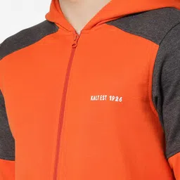 Kalt Colourblocked Hooded Front-Open Fleece Sweatshirt image 2