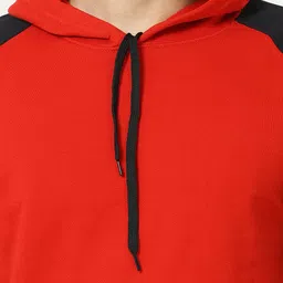 Fleximaa Men Red Colourblocked Hooded Sweatshirt image 2
