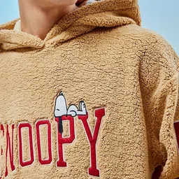 Bewakoof Snoopy Typography Printed Hooded Oversized Sweatshirt image 2