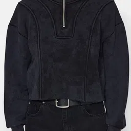 Trendyol Mock Collar Half Zipper Crop Pullover Sweatshirt image 2