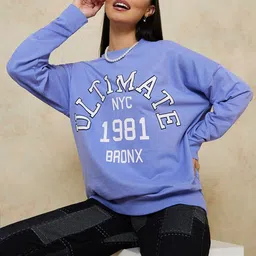 Styli Women Typography Printed Cotton Pullover Sweatshirt image 4