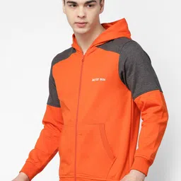 Kalt Colourblocked Hooded Front-Open Fleece Sweatshirt image 3