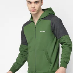 Kalt Colourblocked Hood Fleece Front-Open Sweatshirt image 3