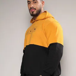 Instafab Plus Plus Size Colourblocked Hooded Cotton Pullover image 3