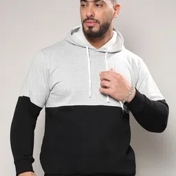 Instafab Plus Colourblocked Hooded Cotton Sweatshirt image 5