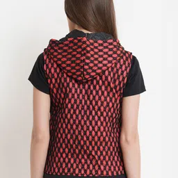 Purple State Women Red Hooded Net Sweatshirt image 5