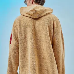 Bewakoof Snoopy Typography Printed Hooded Oversized Sweatshirt image 4