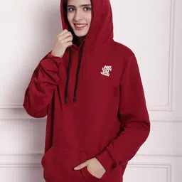 Imsa Moda Typography Printed Hooded Oversized Fleece Sweatshirt image 2