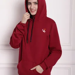 Imsa Moda Typography Printed Hooded Fleece Longline Pullover Sweatshirt image 4