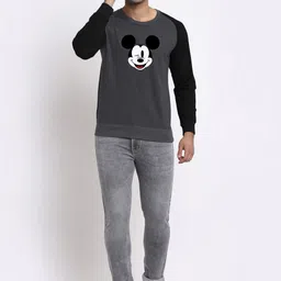 Friskers Men Grey Micky Mouse Printed Sweatshirt image 5
