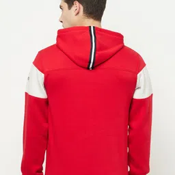 Octave Men Red Colourblocked Hooded Sweatshirt image 5