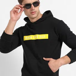Campus Sutra Typography Printed Hooded Cotton Pullover Sweatshirt-image-81