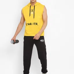 OFF LIMITS Men Yellow Printed Hooded Sweatshirt image 2