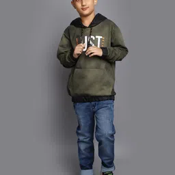 V-Mart Boys Typography Printed Hooded Pullover Sweatshirt image 5