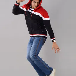 VILLAIN Colourblocked Hooded Fleece Front Open Sweatshirt image 2