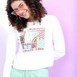 Tokyo Talkies Women White Printed Sweatshirt-image-43