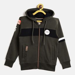 Duke Boys Olive Green Printed Hooded Fleece Sweatshirt-picture-40