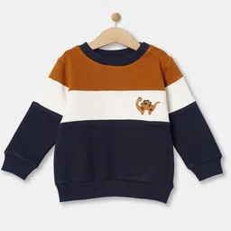 R&B Boys Navy Blue Colourblocked Sweatshirt-picture-34