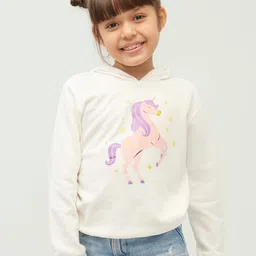 frangipani Girls White Printed Hooded Sweatshirt-image-32
