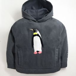Cherry Crumble Unisex Kids Grey Penguin Applique Hooded Sweatshirt-picture-40