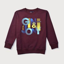 Gini and Jony Boys Maroon Printed Cotton Sweatshirt-picture-8