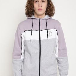 Octave Men Purple Colourblocked Hooded Sweatshirt-picture-35