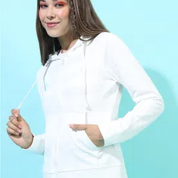 Tokyo Talkies Women White Hooded Sweatshirt-image-17