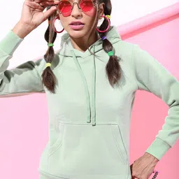 Tokyo Talkies Women Sea Green Hooded Sweatshirt-picture-23