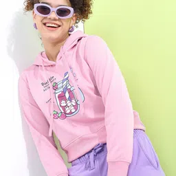 Tokyo Talkies Women Purple Printed Hooded Sweatshirt-image-41