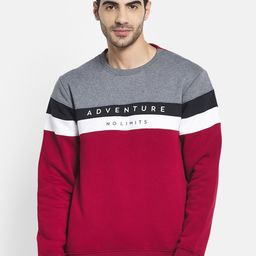 Octave Men Maroon Colourblocked Sweatshirt-picture-30
