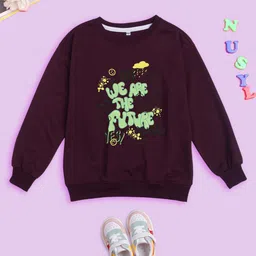NUSYL Kids Printed Round Neck Oversized Fleece Sweatshirt-image-90