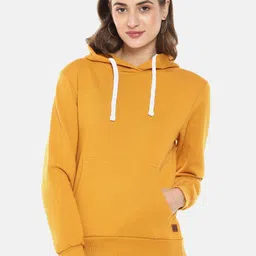 Campus Sutra Women Mustard Hooded Sweatshirt-picture-20