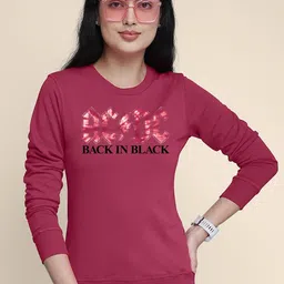 Free Authority Women Red ACDC Typography Sweatshirt-image-58